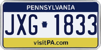 PA license plate JXG1833
