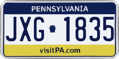 PA license plate JXG1835