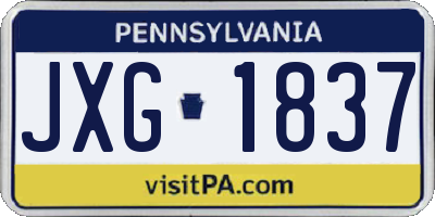 PA license plate JXG1837