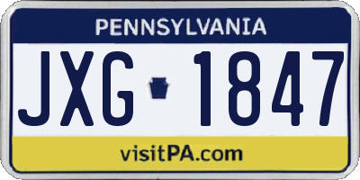 PA license plate JXG1847