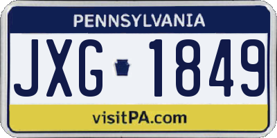 PA license plate JXG1849