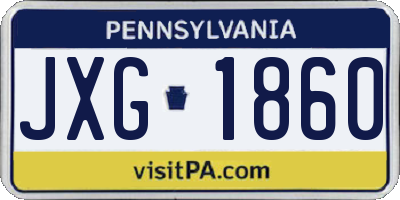 PA license plate JXG1860