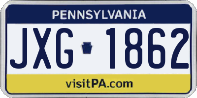 PA license plate JXG1862