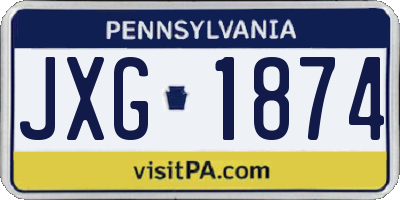 PA license plate JXG1874