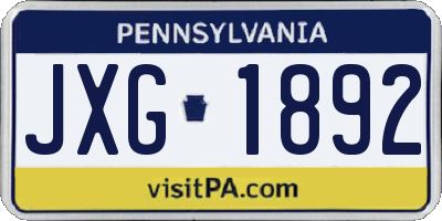 PA license plate JXG1892
