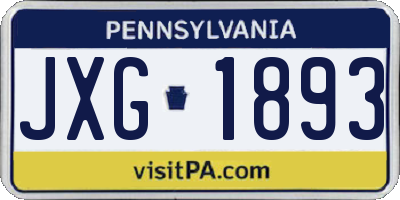 PA license plate JXG1893