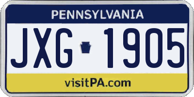 PA license plate JXG1905