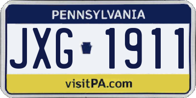 PA license plate JXG1911