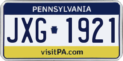 PA license plate JXG1921