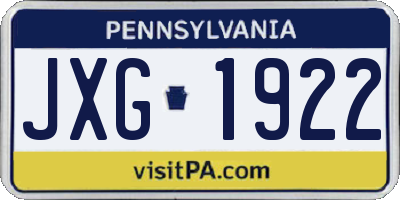PA license plate JXG1922