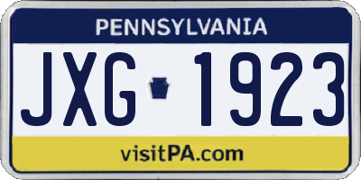 PA license plate JXG1923