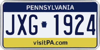 PA license plate JXG1924