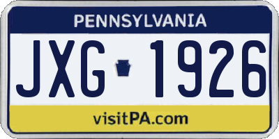 PA license plate JXG1926