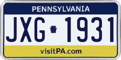 PA license plate JXG1931