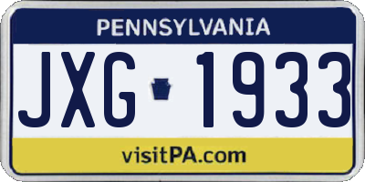 PA license plate JXG1933