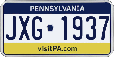 PA license plate JXG1937
