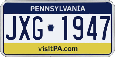 PA license plate JXG1947