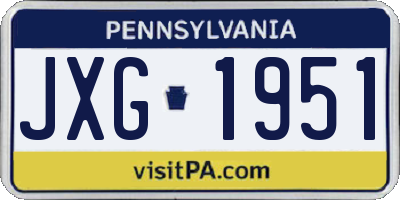 PA license plate JXG1951
