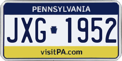 PA license plate JXG1952