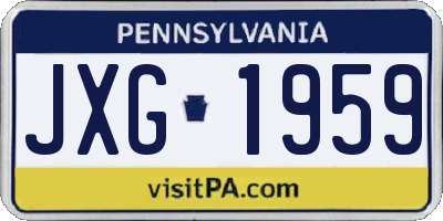 PA license plate JXG1959