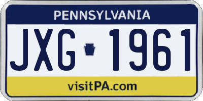 PA license plate JXG1961
