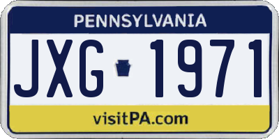 PA license plate JXG1971
