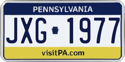 PA license plate JXG1977