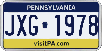 PA license plate JXG1978
