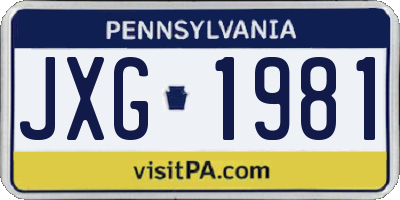 PA license plate JXG1981