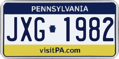 PA license plate JXG1982