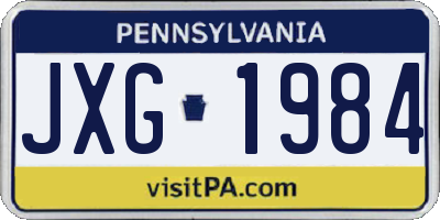 PA license plate JXG1984