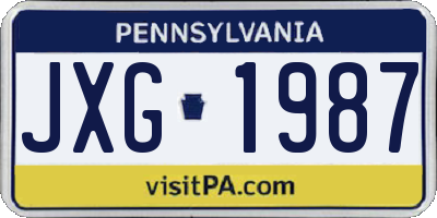 PA license plate JXG1987