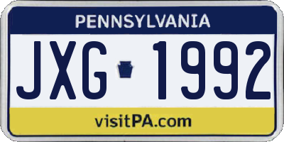 PA license plate JXG1992