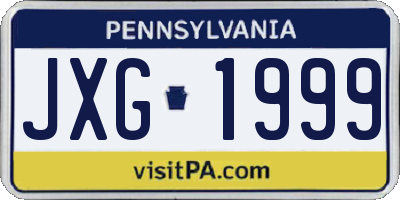 PA license plate JXG1999