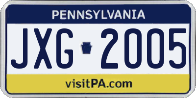 PA license plate JXG2005