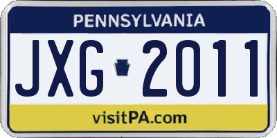 PA license plate JXG2011