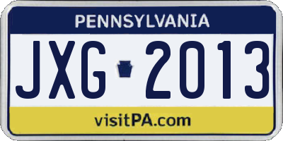 PA license plate JXG2013