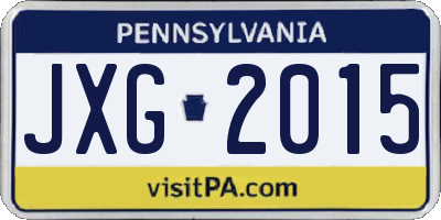 PA license plate JXG2015