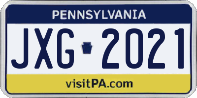 PA license plate JXG2021