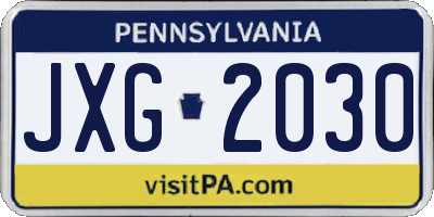 PA license plate JXG2030
