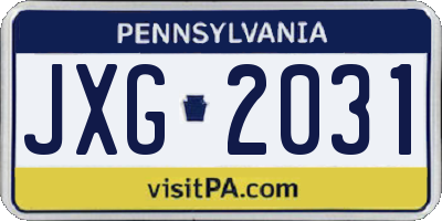 PA license plate JXG2031