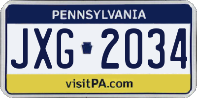 PA license plate JXG2034