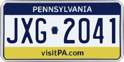PA license plate JXG2041