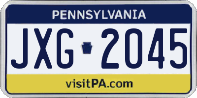 PA license plate JXG2045