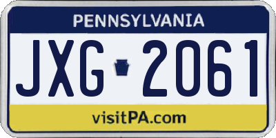 PA license plate JXG2061