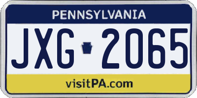 PA license plate JXG2065