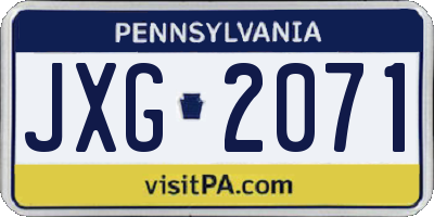 PA license plate JXG2071
