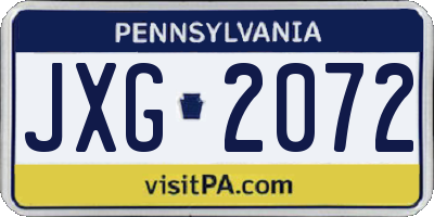 PA license plate JXG2072