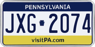 PA license plate JXG2074