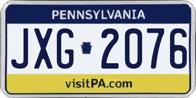 PA license plate JXG2076